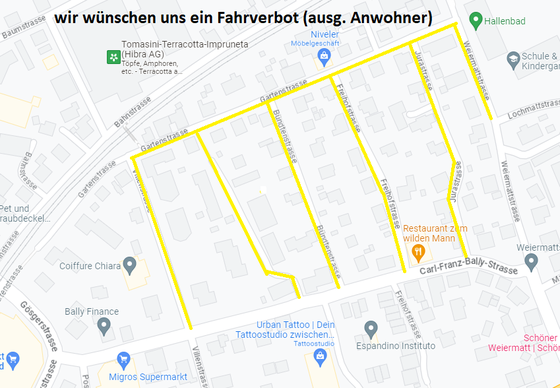 Fahrverbot (Gartenstrasse, Bündtenstrasse, Freihofstrasse, ...)